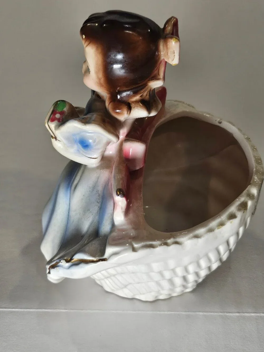 Rubens Originals Mid Century Party Girl Ceramic Planter Japan Blue Dress